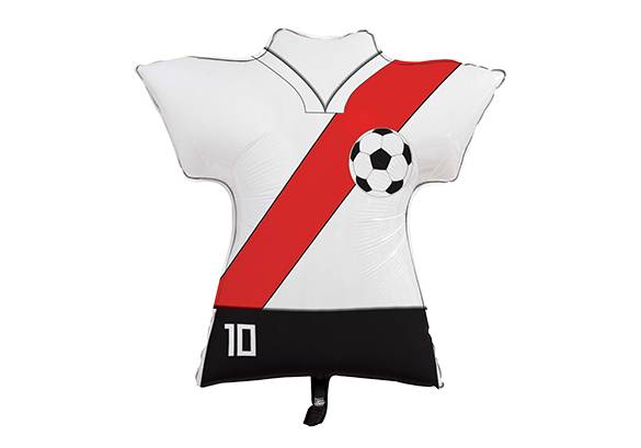 CAMISETA FUTBOL BLANCO Y ROJO - 24 PULGADAS