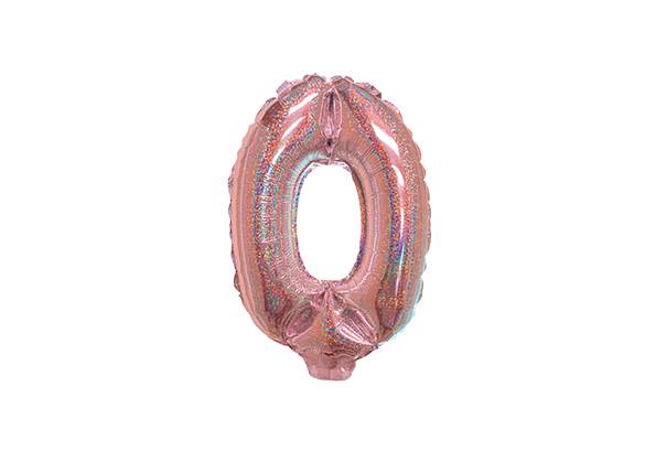 NUMERO 0 HOLOGRAFICO ROSA GOLD DE 14 PULGADAS