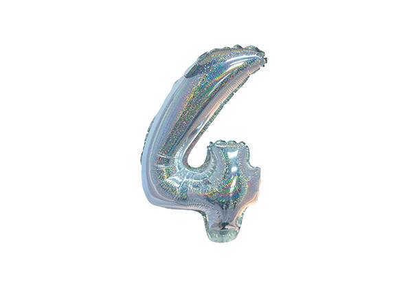 NUMERO 4 HOLOGRAFICO PLATA DE 14 PULGADAS