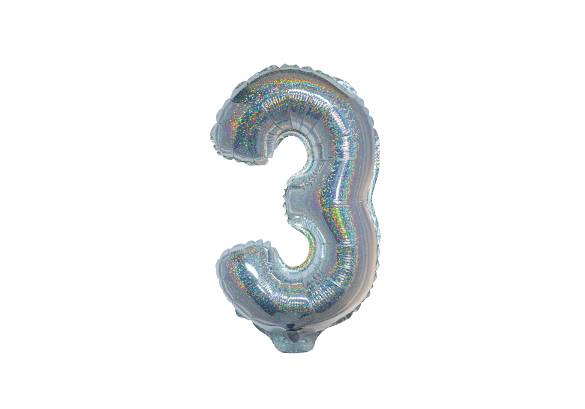NUMERO 3 HOLOGRAFICO PLATA DE 14 PULGADAS