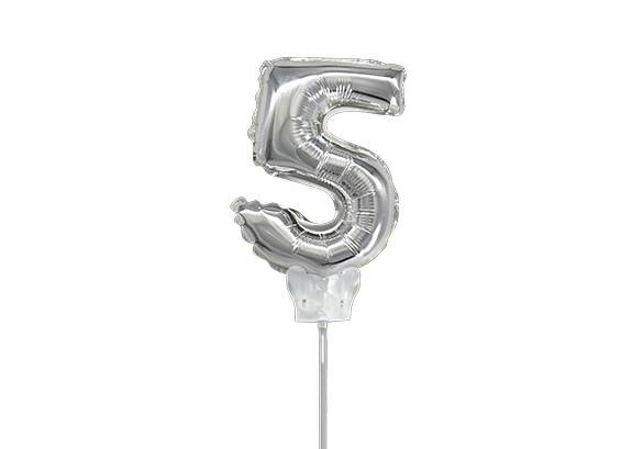 NUMERO 5 PLATEADO DE 7 PULGADAS