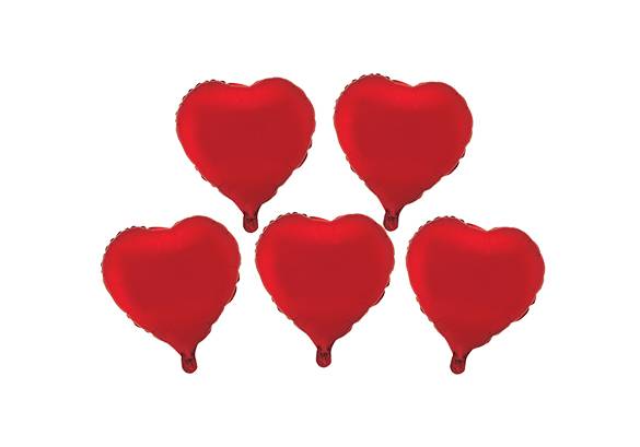 SET 5 CORAZONES ROJOS - 5 PULGADAS