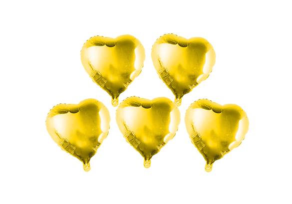 SET 5 CORAZONES DORADOS - 5 PULGADAS