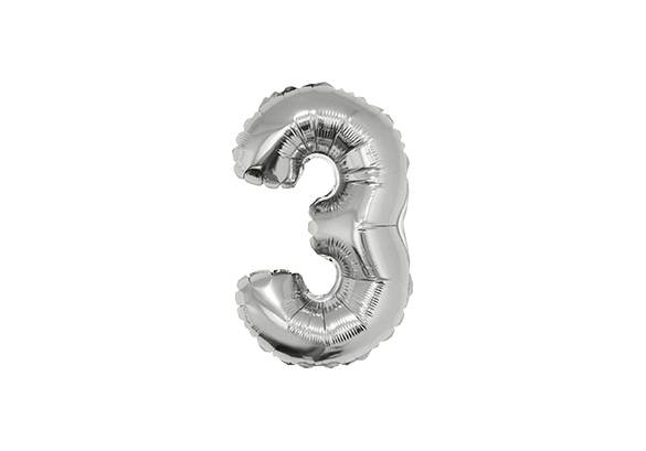NUMERO 3 PLATEADO DE 16 PULGADAS