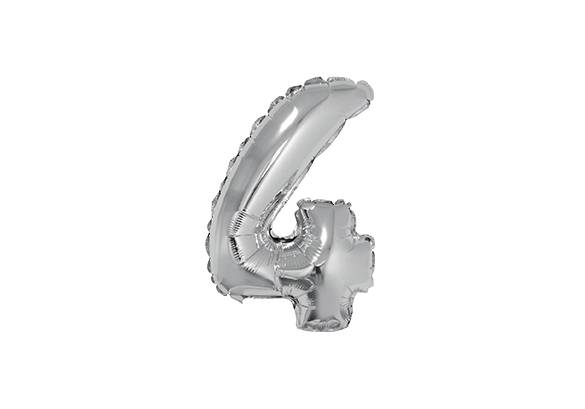 NUMERO 4 PLATEADO DE 16 PULGADAS