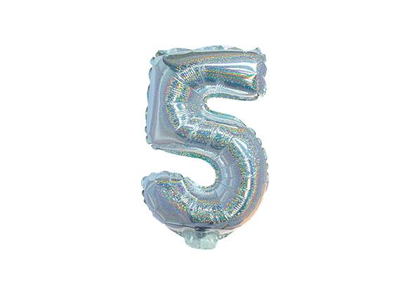 NUMERO 5 HOLOGRAFICO PLATA DE 14 PULGADAS