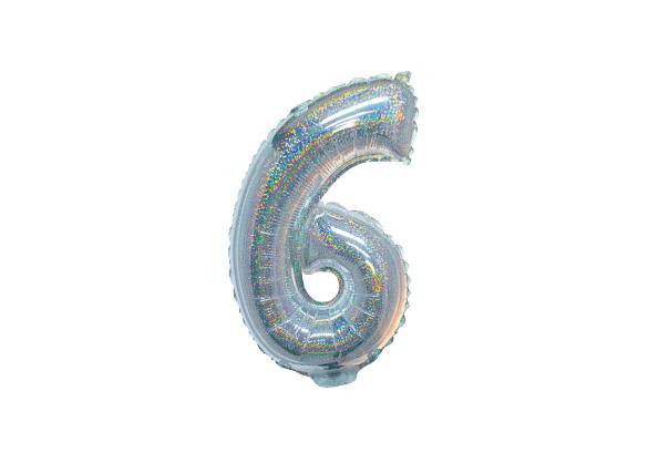 NUMERO 6 HOLOGRAFICO PLATA DE 14 PULGADAS
