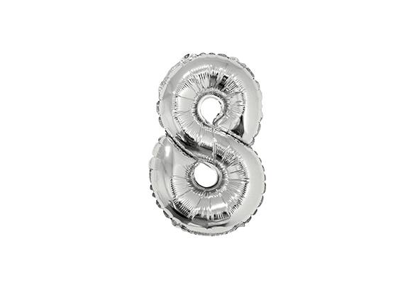 NUMERO 8 PLATEADO DE 16 PULGADAS