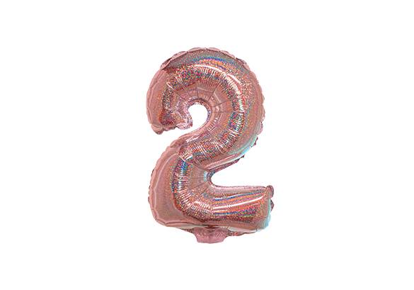 NUMERO 2 HOLOGRAFICO ROSA GOLD DE 14 PULGADAS