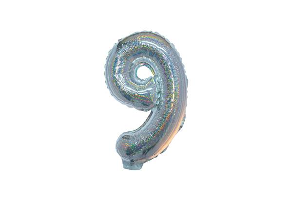 NUMERO 9 HOLOGRAFICO PLATA DE 14 PULGADAS