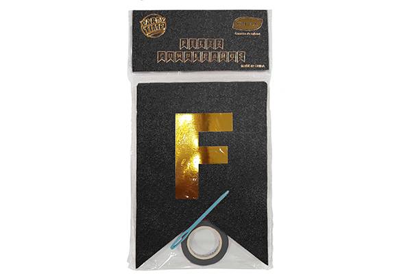 BANDERIN GLITTER NEGRO LETRA STAMPING DORADO - FELIZ CUMPLEAÑOS