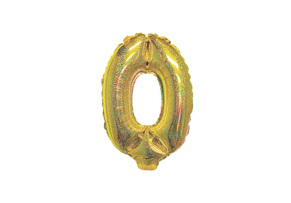 NUMERO 0 HOLOGRAFICO DORADO DE 14 PULGADAS
