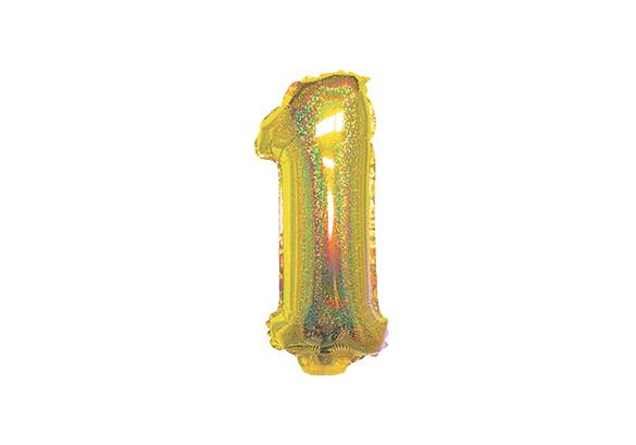 NUMERO 1 HOLOGRAFICO DORADO DE 14 PULGADAS