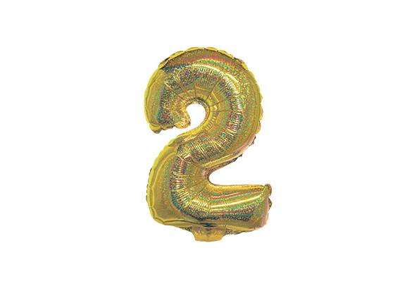 NUMERO 2 HOLOGRAFICO DORADO DE 14 PULGADAS