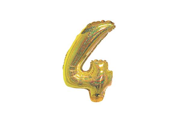 NUMERO 4 HOLOGRAFICO DORADO DE 14 PULGADAS