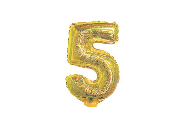 NUMERO 5 HOLOGRAFICO DORADO DE 14 PULGADAS