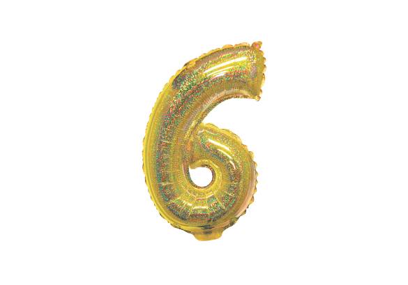 NUMERO 6 HOLOGRAFICO DORADO DE 14 PULGADAS