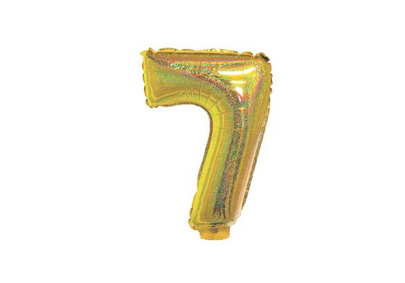 NUMERO 7 HOLOGRAFICO DORADO DE 14 PULGADAS