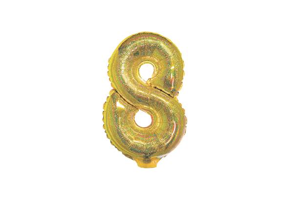 NUMERO 8 HOLOGRAFICO DORADO DE 14 PULGADAS