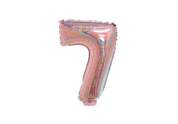 NUMERO 7 HOLOGRAFICO ROSA GOLD DE 14 PULGADAS