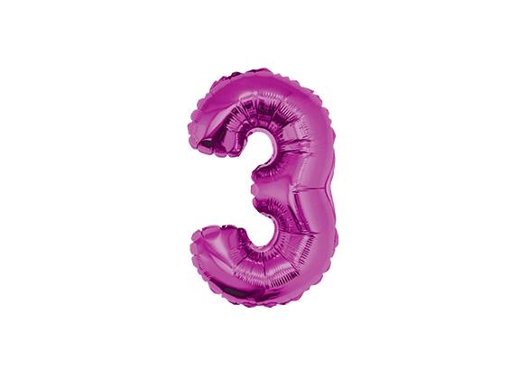 NUMERO 3 ROSA BRILLANTE DE 14 PULGADAS