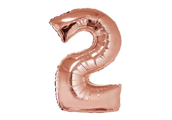 NUMERO 2 ROSA GOLD DE 34 PULGADAS