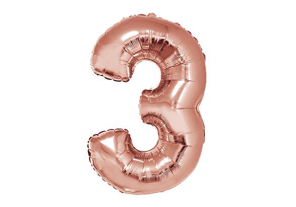 NUMERO 3 ROSA GOLD DE 34 PULGADAS