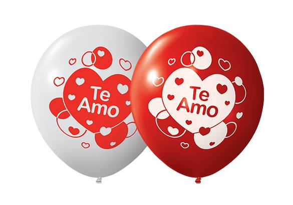 12 PULGADAS PERLADO ROJO Y BLANCO - TE AMO