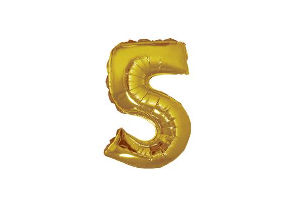 NUMERO 5 DORADO DE 14 PULGADAS