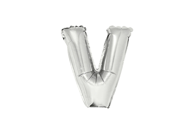 LETRA V PLATEADA DE 14 PULGADAS