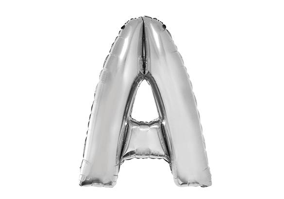 LETRA A PLATEADO DE 34 PULGADAS
