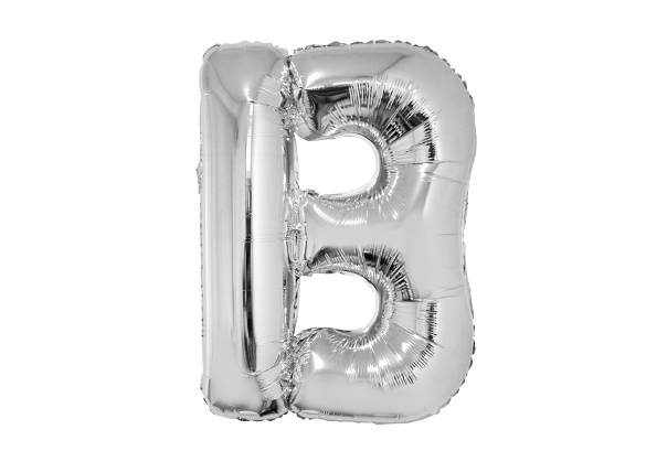 LETRA B PLATEADA DE 34 PULGADAS