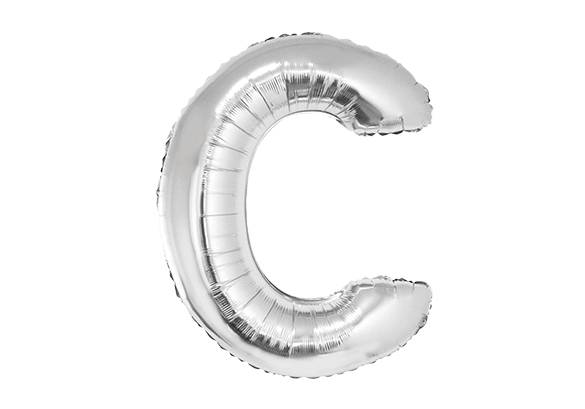 LETRA C PLATEADA DE 34 PULGADAS