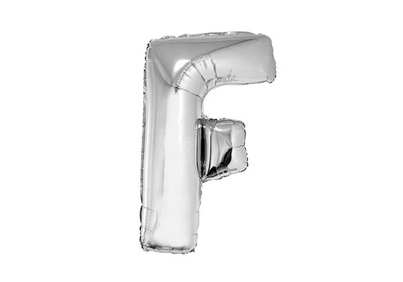LETRA F PLATEADA DE 34 PULGADAS