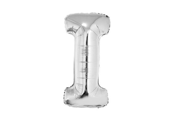 LETRA I PLATEADA DE 34 PULGADAS