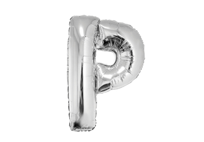 LETRA P PLATEADA DE 34 PULGADAS