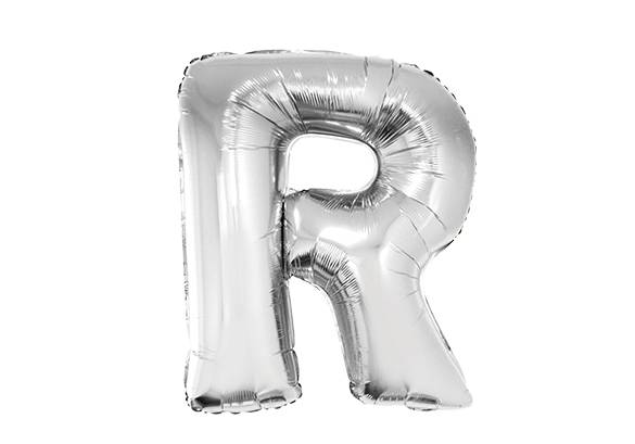 LETRA R PLATEADA DE 34 PULGADAS