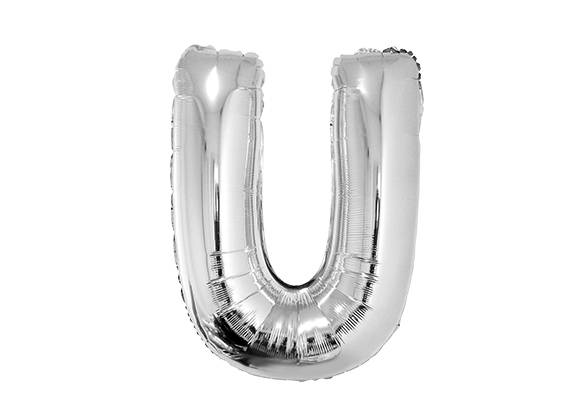 LETRA U PLATEADA DE 34 PULGADAS