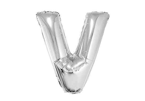 LETRA V PLATEADA DE 34 PULGADAS