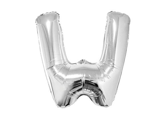 LETRA W PLATEADA DE 34 PULGADAS