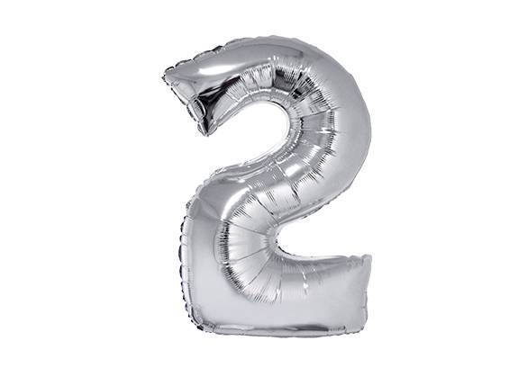 NUMERO 2 PLATEADO DE 34 PULGADAS