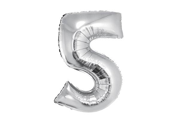 NUMERO 5 PLATEADO DE 34 PULGADAS