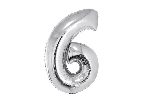 NUMERO 6 PLATEADO DE 34 PULGADAS