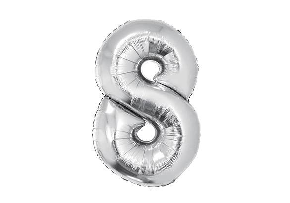NUMERO 8 PLATEADO DE 34 PULGADAS