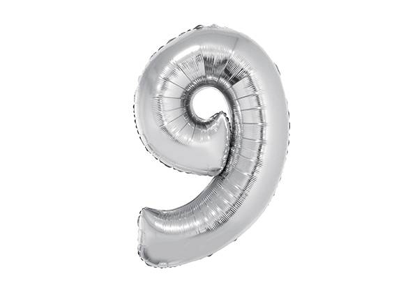 NUMERO 9 PLATEADO DE 34 PULGADAS
