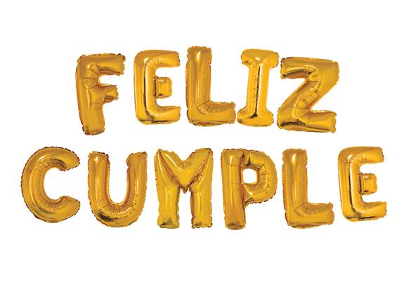 FELIZ CUMPLE DORADO - 14 PULGADAS