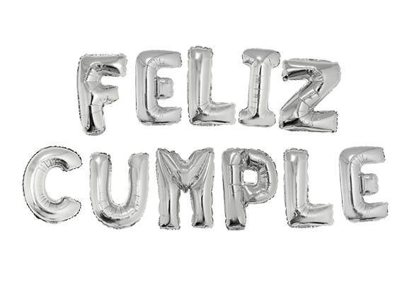 FELIZ CUMPLE PLATEADO - 14 PULGADAS