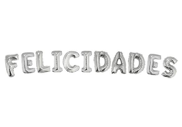 FELICIDADES PLATEADO - 14 PULGADAS