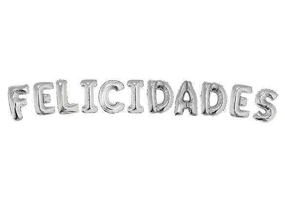 FELICIDADES PLATEADO - 14 PULGADAS