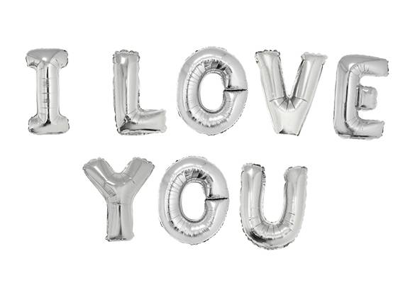I LOVE YOU PLATEADO - 14 PULGADAS
